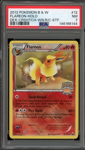 Pokemon Flareon STAFF Regional Championships Crosshatch Reverse Holo #12 PSA 7