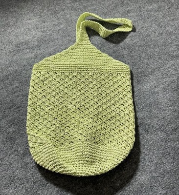 Marks and Spencer Crochet Straw Green Shoulder Beach Purse Item #8787 I87
