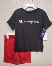Nwt Boys Champion 2 Piece Short Active Comfort Set Red Black Size 6
