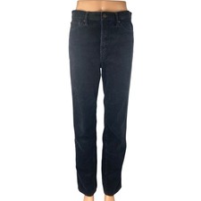 Uniqlo Women's Black Corduroy High Waisted Straight Leg Denim Jeans Pants Sz 27