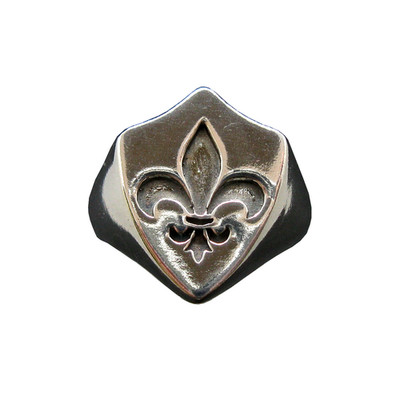 Handgefertigter 925 Silber Herrenring Fleur de Lys 21 mm Breite Größe 52 75