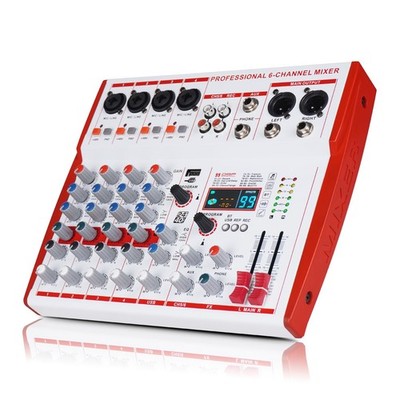MW-6 White 6 Channel Professional DJ Audio Mixer, Portable Controller Mixer with