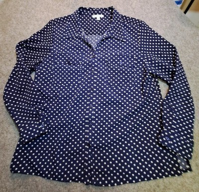 Notations Womens XL Navy Long Sleeves Blouse Top Shirt