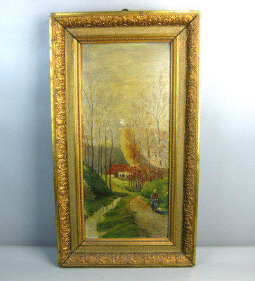 altes Ölgemälde Landschaft Öl auf Holzplatte signiert C. Meimeth wohl 19. Jh.