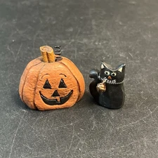 Blossom Bucket Halloween Black Cat & Pumpkin Jack O Lantern Suzi Skoglund Lot 1"