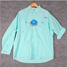 Columbia Bahama Long Sleeve Fishing Shirt Mens Size L Teal Omni Shade UPF 50 NWT