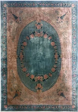 8x12Art Deco Chinese Rug GREEN GOLD #F-6656