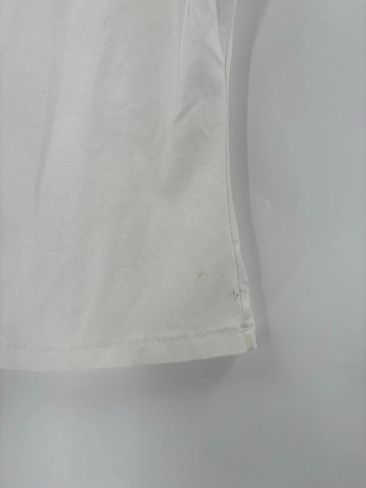 Lafayette 148 T-Shirt Womens Medium White Short Sleeves Sheer Scoop Neck Cotton - Image 4 of 4