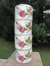 Pink Rose Ceramic Napkin Rings, Floral Napkin Holder, 4 Holders