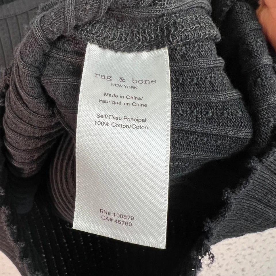 Rag & Bone Black Ribbed Scoop Neck Short Sleeve Cotton Top Size Small - Image 4 of 4