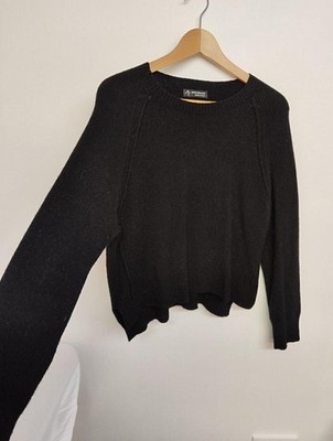 ALPINI KNITWEAR Made In Italy Black Jumper Soft Knit Crew Neck Sweater One Size