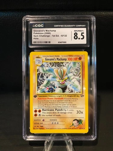 Pokemon 1st Edition Giovanni's Machamp Holo 2000 Gym Challenge 6/132 CGC 8.5