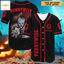 Halloween Pennywise 3D BASEBALL JERSEY SHIRT US Size All Over Print Best Price
