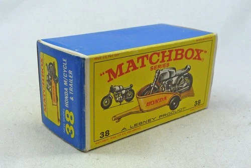 Lesney Matchbox MB38c Honda Motorcycle & Trailer ORIGINAL Empty E4 Type Box