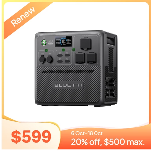 BLUETTI AC240 2400W 1536Wh Portable Power Station UPS IP65 Water&Dust-resistant