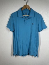 American Eagle Outfitters Polo Shirt Mens Large Blue Core Flex Classic Fit Logo