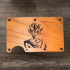 Goku Super Saiyan Dragon Z - Slim Minimalist Wallet - Laser Engraved Wood Wallet