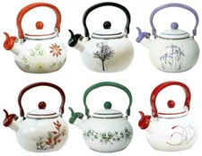 ❤️CORELLE 2 Qt. WHISTLING TEA KETTLE Shadow Iris, SIMPLE LINES or SOUTH BEACH