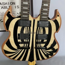 Wylde Audio Barbarian Double Neck Electric Guitar Black Behemoth Flamed Top 12+6