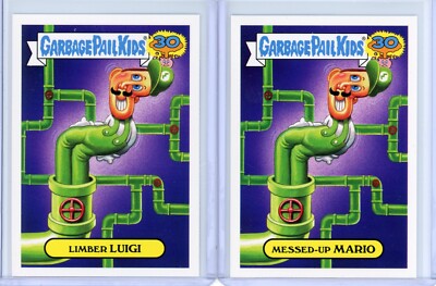 Garbage Pail Kids 30th Anniv LIMBER LUIGI/MESSED-UP MARIO 80's Spoof Stickers