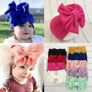 UK Baby Headband Big Bow Knot Turban Childrens Kids Girls Boys Hairband Headwrap