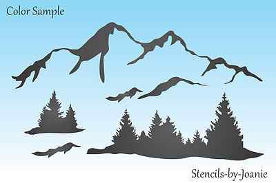 Stencil Snowy Range Smokey Mountain Valley Forest Trees Rustic Lodge Diy Signs Ebay