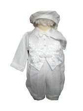 Baby Boy Toddler Baptism Church Christening Romper Gown Suit Outfits white 0-30M