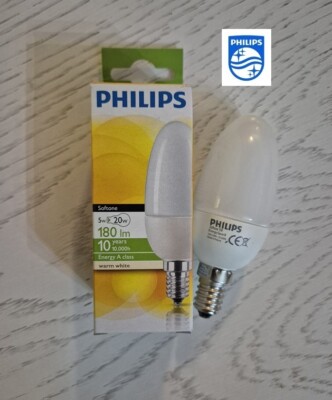 Philips E14 5W matt Kerze Lampe Energiesparlampe Softone Opal Kein LED 180lm B38