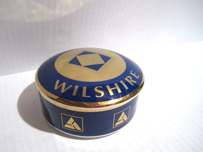 TIFFANY & CO Trinket Box One Wilshire Building Paramount Round Blue Gold Japan