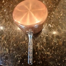 Copper sauce pan, stainless steel lined, 8 inche x 4 1/4 inch, excellent