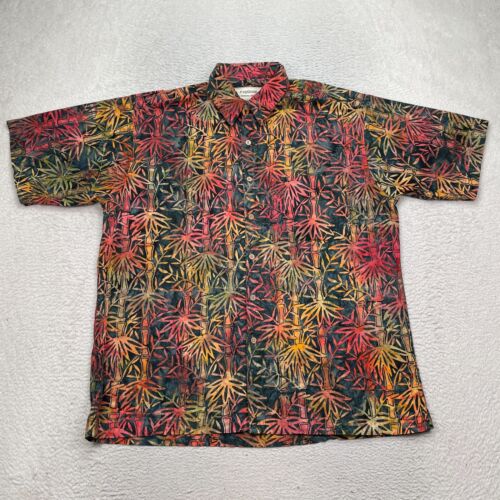 R-options Men’s Colorful Short Sleeve Button Up Shirt Size XL Hawaiian Floral...