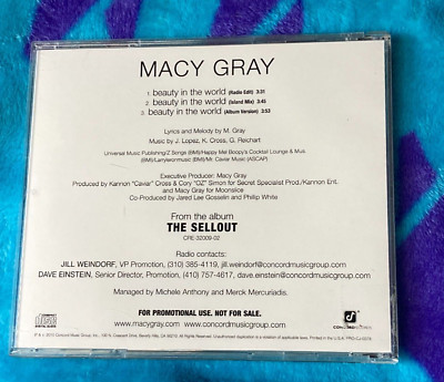 MACY GRAY ''Beauty in the World'' RARE PROMO ONLY CD Maxi w/ Hype Sheet!  2010