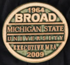 PEWABIC Pottery Executive MBA Plaque MICHIGAN STATE 2009 oval Green Desk/Hanging