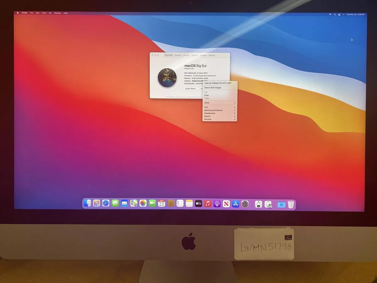 iMac 27 inch Retina 5k i7 4.2GHz 16GB RAM 256/512/1T SSD Radeon