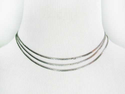 Collana maglia catena girocollo multifilo costume vecchio vintage - bella vecchia chiusura - Foto 1 di 2