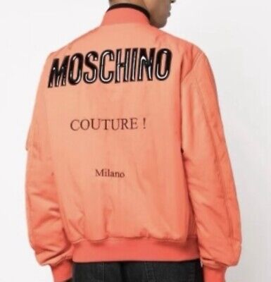 Moschino logo orange Zip Up bomber jacket Size 40 Medium NWT Moschino logo orange Zip Up bomber jacket Size 40 Medium NWT