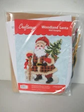 CRAFTWAYS  WOODLAND SANTA PLASTIC CANVAS WALLHANGING Kit SZ  11 1/4 By 15 5/8"