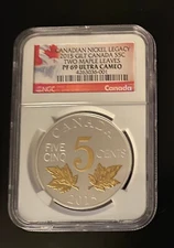 2015 Canada silver gilt proof 2 MAPLE LEAVES NICKEL LEGACY NGC PF69 ULTRA CAMEO