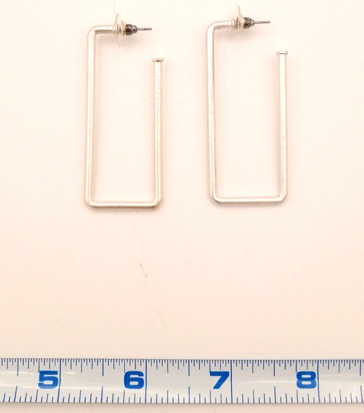 Large Long Rectangular Geometric Silver Tone Indu… - image 10