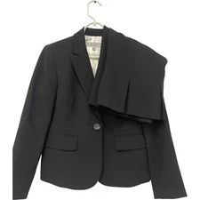 Kasper Separates 2 Pc Blazer Skirt Suit Set Womens Size 6P/4P Black NWT