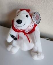 1998 Collectible Coca Cola Bean Bag Plush Polar Bear w/ Polka Dot Collar  0126