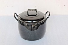 Black Cooking Pot Old Vintage Enamel Kitchenware Collectible