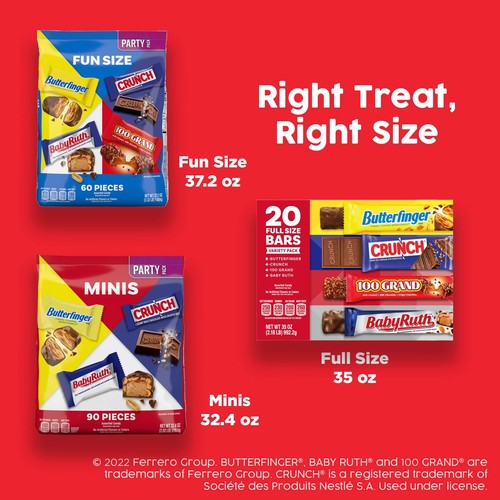 Butterfinger CRUNCH Baby Ruth and 100 Grand Bulk 28 Pack Assorted Full Size C... - Picture 5 of 7
