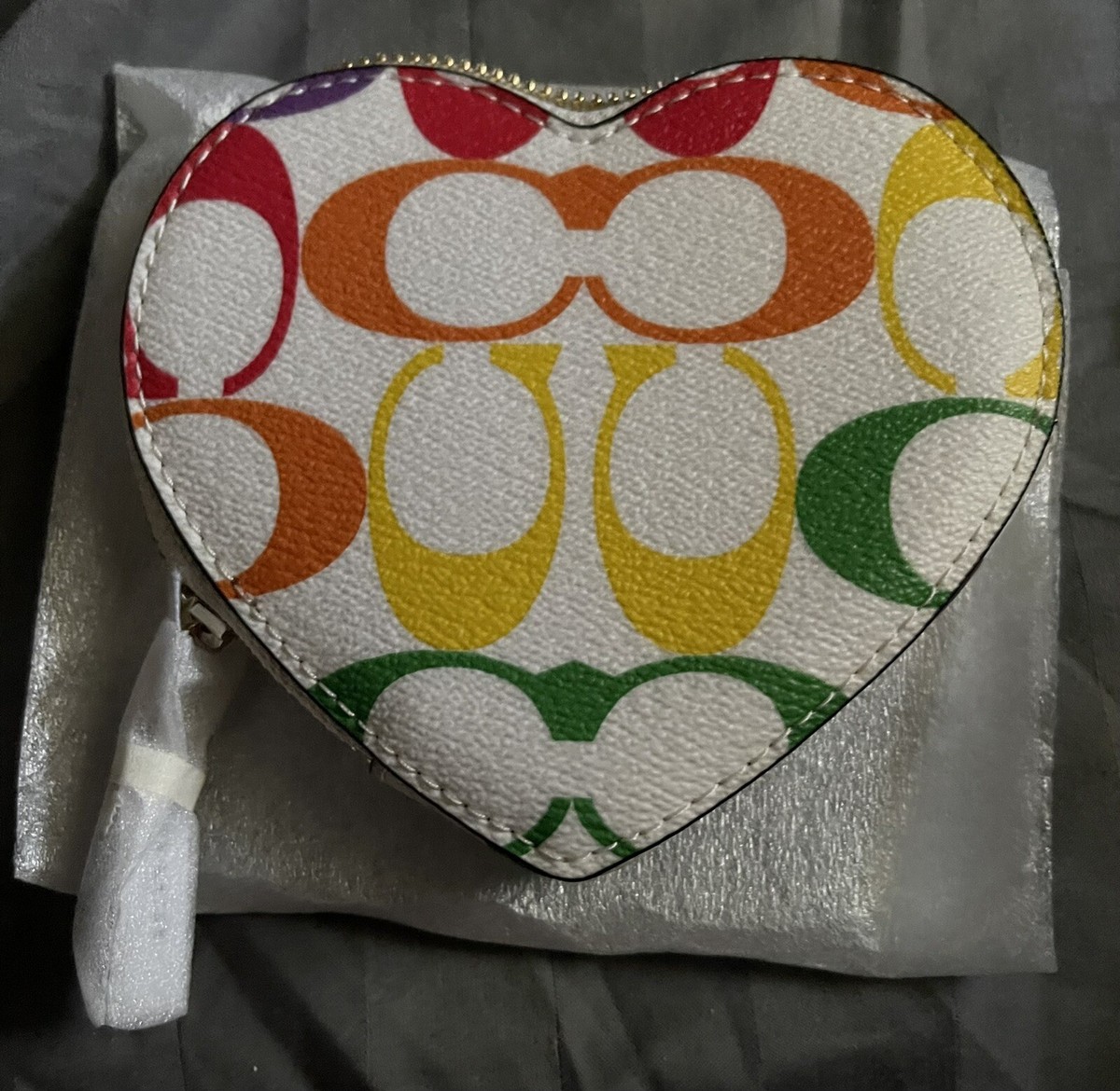 Coach Heart Rainbow Coin Purse NEW | eBay