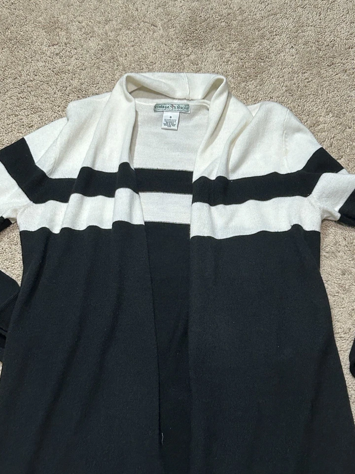 Camisa/cardigan vintage & Suzie para mujer talla pequeña multicolor a rayas clásico Foto 3 de 4