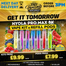 Hyola Pro Max 8000 Prefilled Kit & Replacement Pods Rechargeable 8000 Puffs 20mg