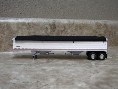 DCP 1/64 Wilson Black Tarp White Sides Hopper Bottom Grain Trailer Farm Toy