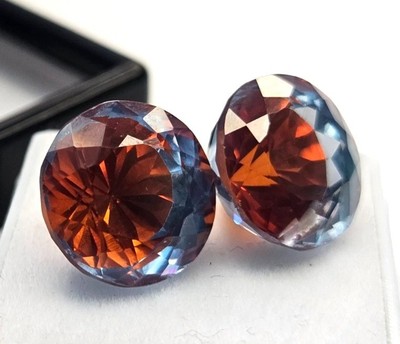 AA++++ Pitambari Sapphire Pair Round Cut 20-22Ct EGL Certified Natural Gemstone