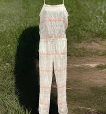 Ralph Lauren Romper Pastel Jumpsuit Girls 16 Cotton Stripe Sleeveless Beach