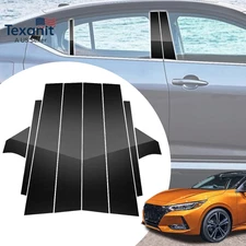 8Pcs Glossy Black Exterior Door Window Pillar Posts Molding Cover Panel Trim Sti